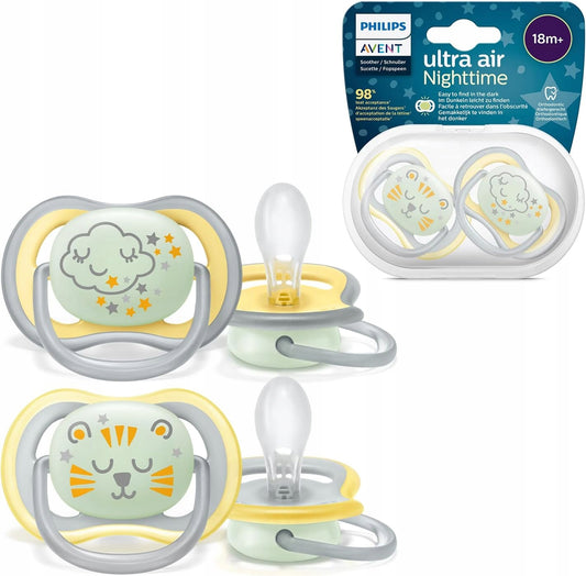 PHILIPS AVENT Ultra Air Night pacifiers x 2 18m+ glow