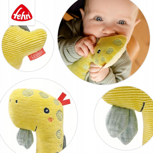FEHN plyšová hračka s chrastítkem a pískátkem DINO 17,5 cm
