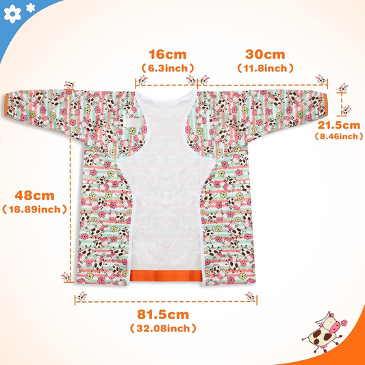 LENBEST Baby Bibs vodotěsný bryndák overal s rukávy 6 m+