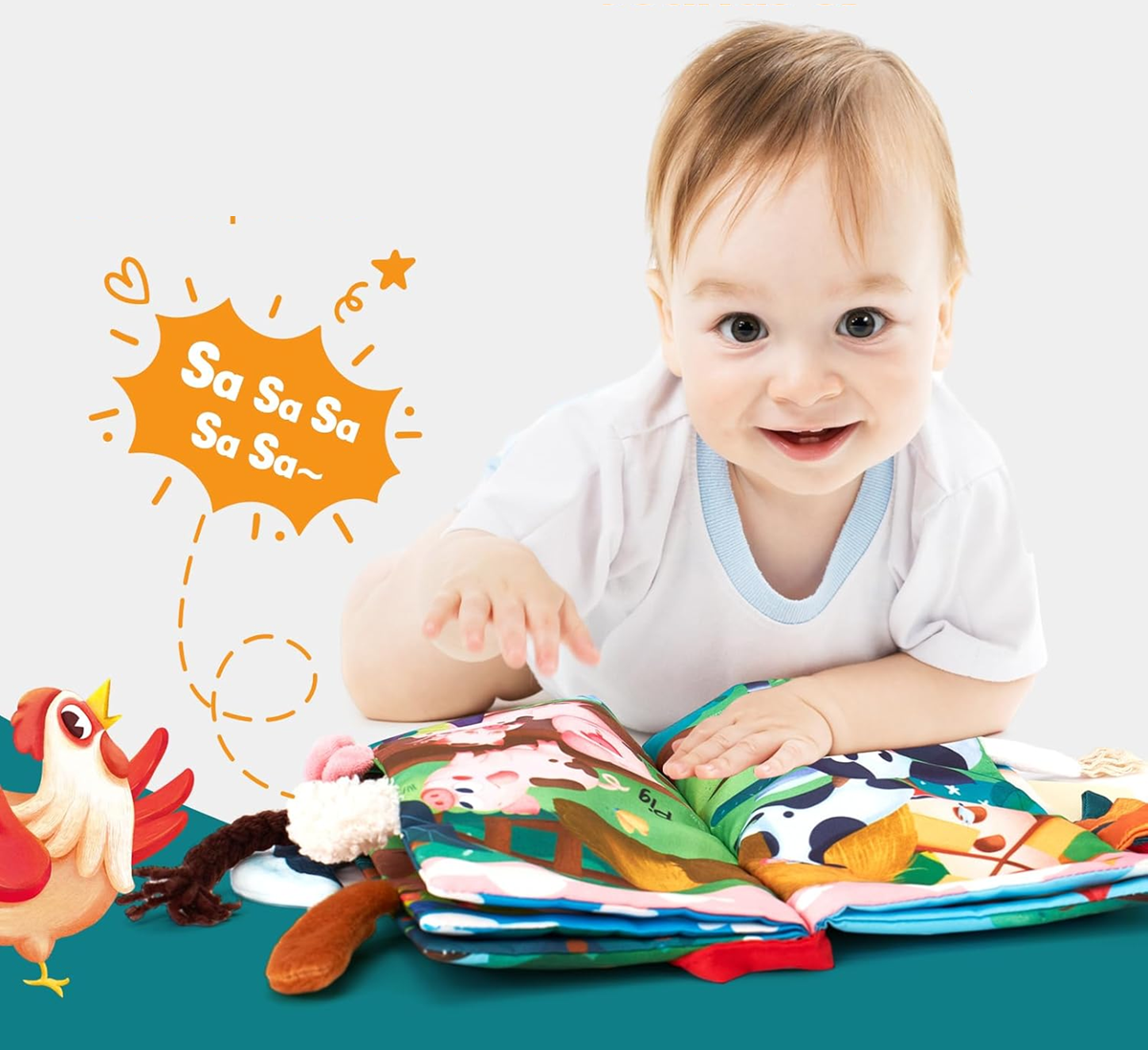 HAHALAND Farm Animal Tails sensory book, pendant