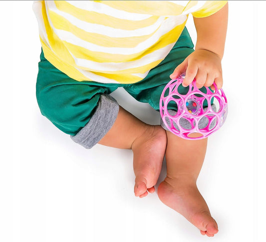 BRIGHT STARTS Oball Rattle silikonový úchopový kousátko s chrastítkem 10 cm