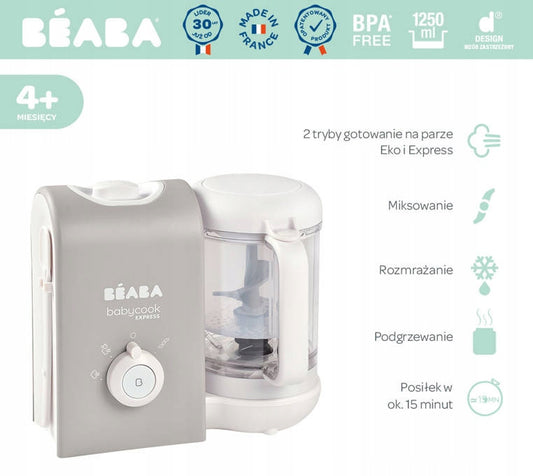 BEABA Babycook Express 4-in-1 stomer, mixer, ontdooier, opwarmer