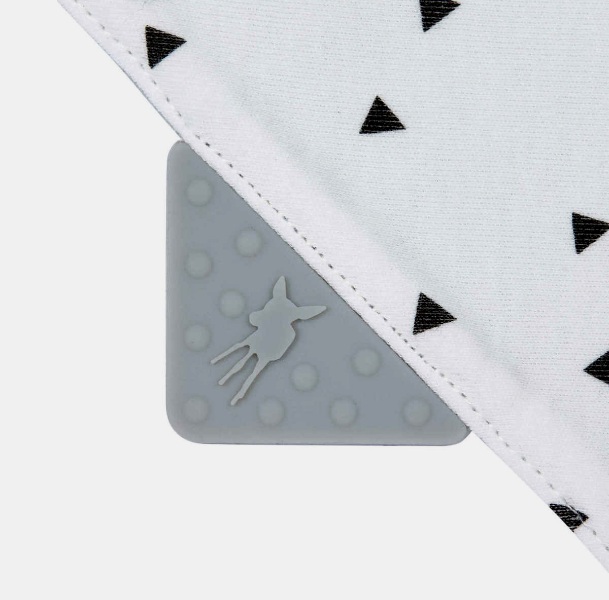 bandana bib and silicone teether in one designed for children from 0 to 12 months
