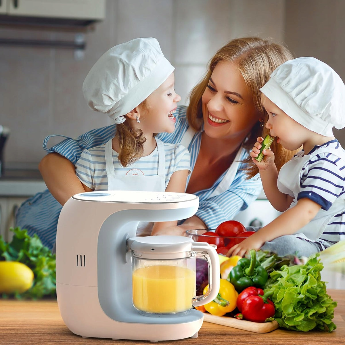 ECCOMUM kuchyňský robot 5v1 parní hrnec mixér sterilizátor + špachtle