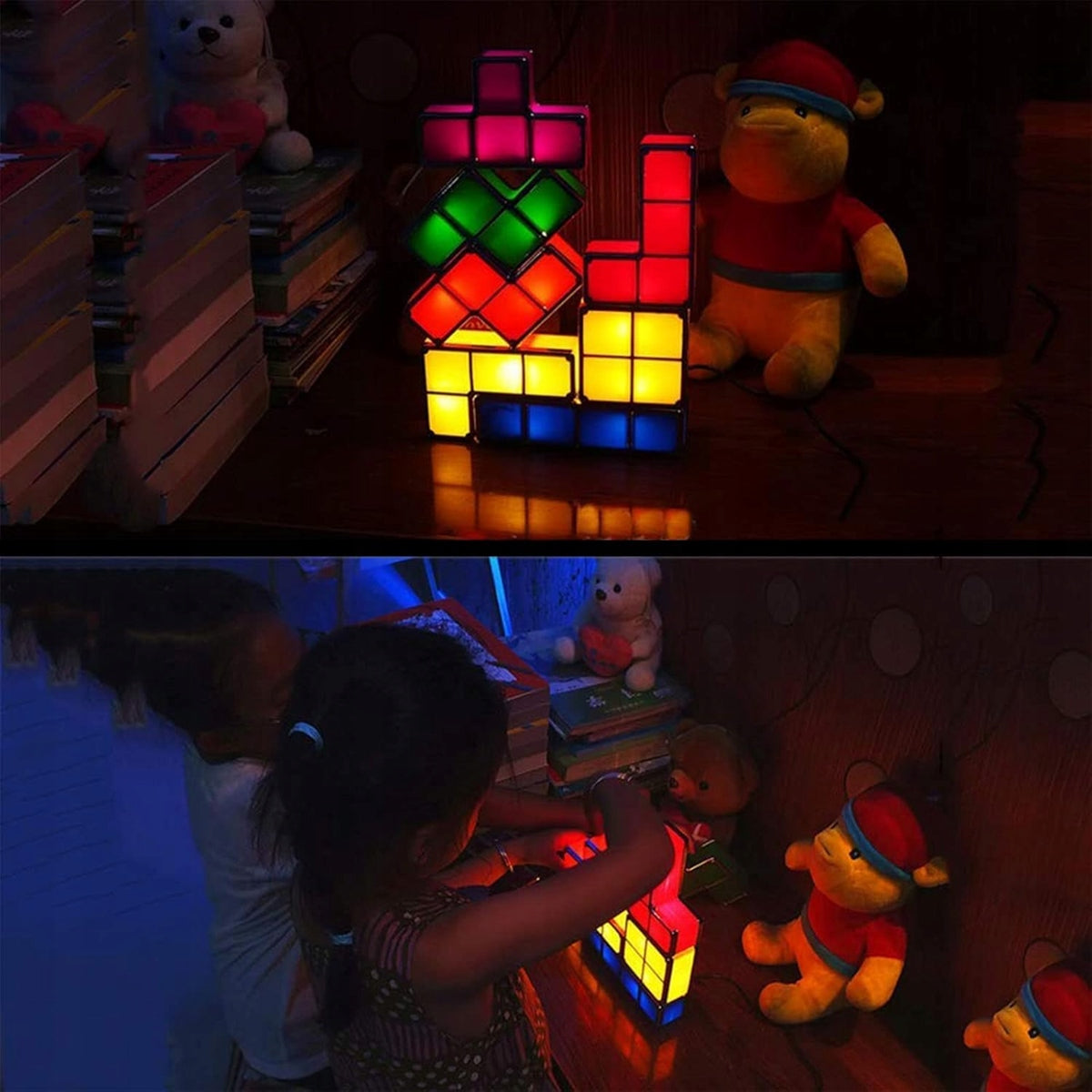 JUSTUP The Magic Block noční LED lampička 7 prvků 7 barev TETRIS