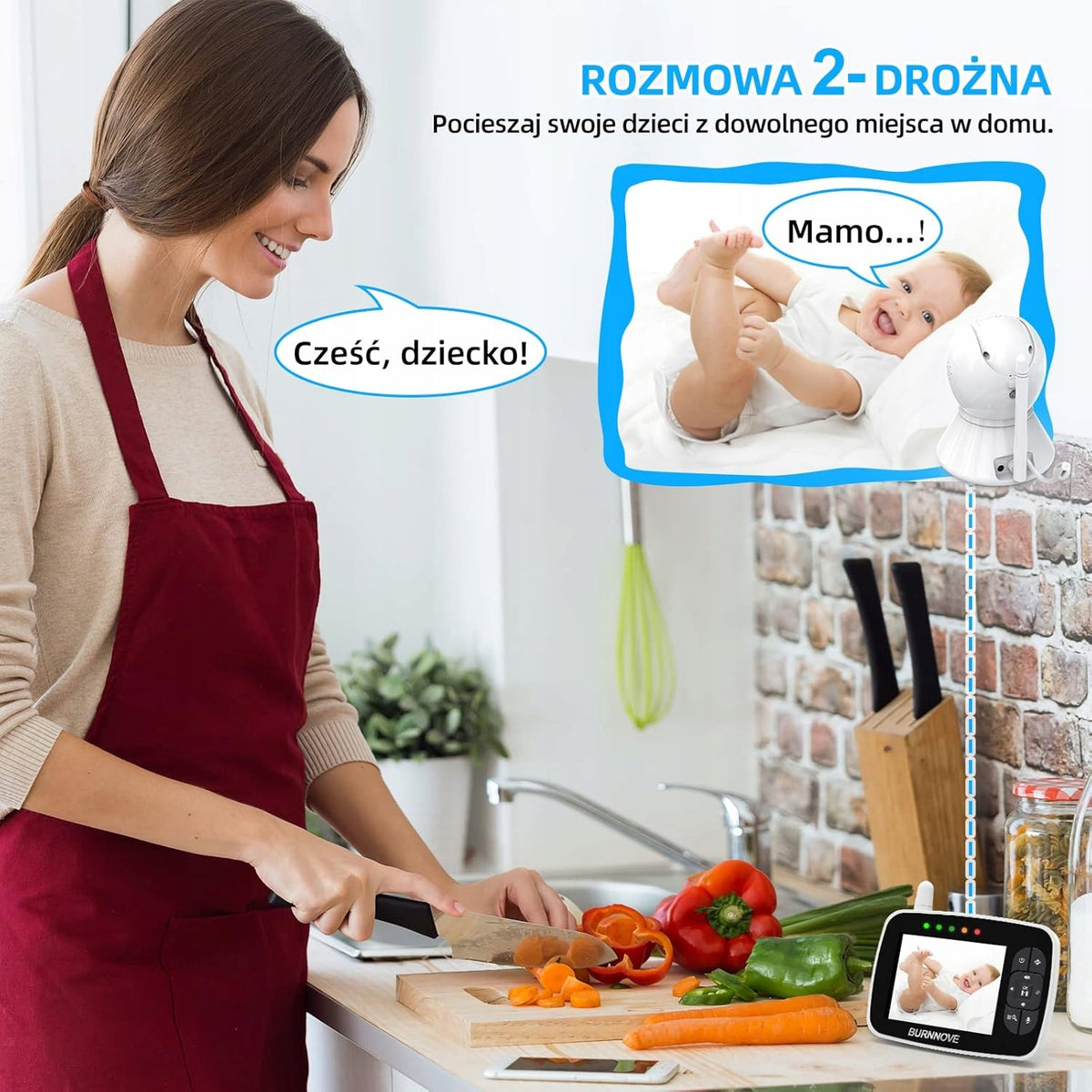BURNNOVE SM35PTZ dálkově ovládaná elektronická chůvička 3,5"