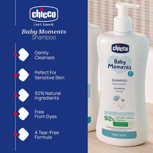 CHICCO BabyMoments šampon na vlasy 500 ml 0m+