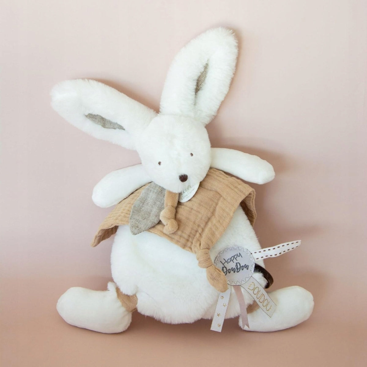DOUDOU et Compagnie přikrývka plyšový zajíček s bambulí 25 cm