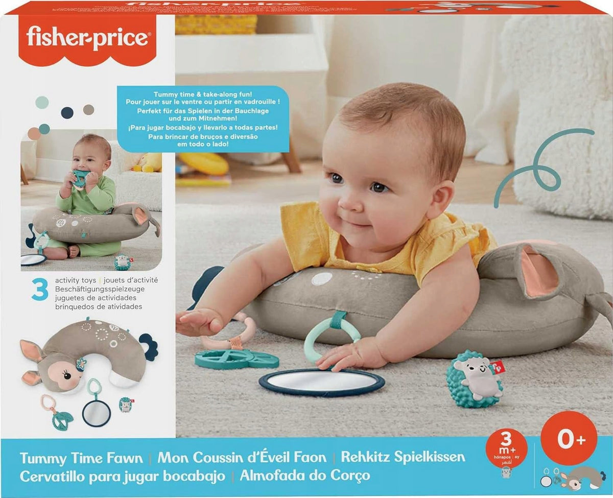 FISHER-PRICE tummy time play pillow with two toys and a mirror