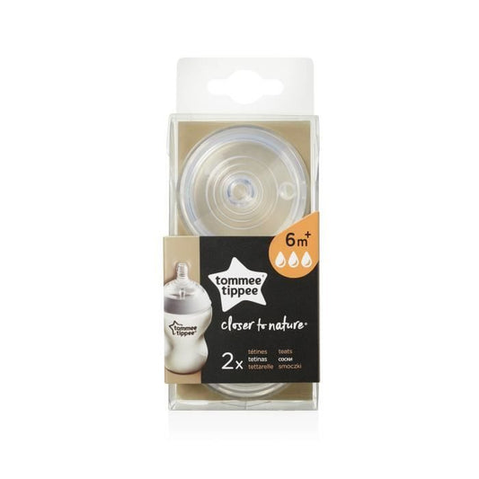 TOMMEE TIPPEE smoczki 6m+ x2 szybki przepływ, silikonowe smoczki do butelek dla niemowląt