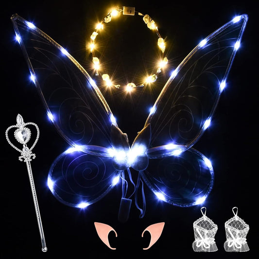 FORMIZON krídla víly s LED diódami + čarovná palička venček uši 46 x 65 cm