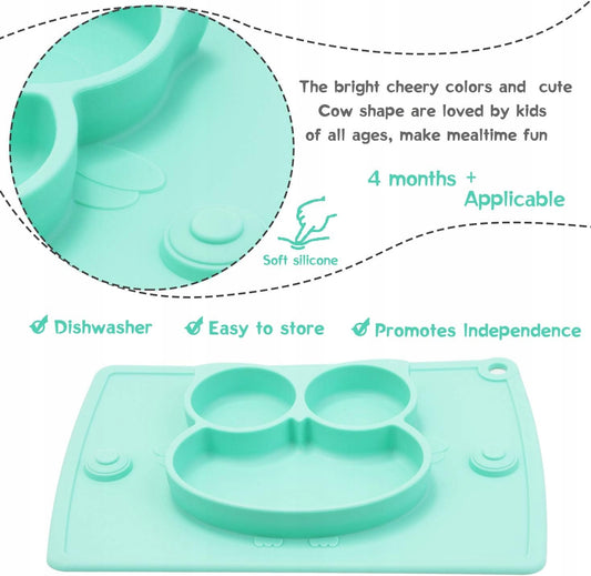 BUMKINS3-chambered plate integrated with mat and cutleryMaterial siliconeBPA-freeDishwasher and microwave