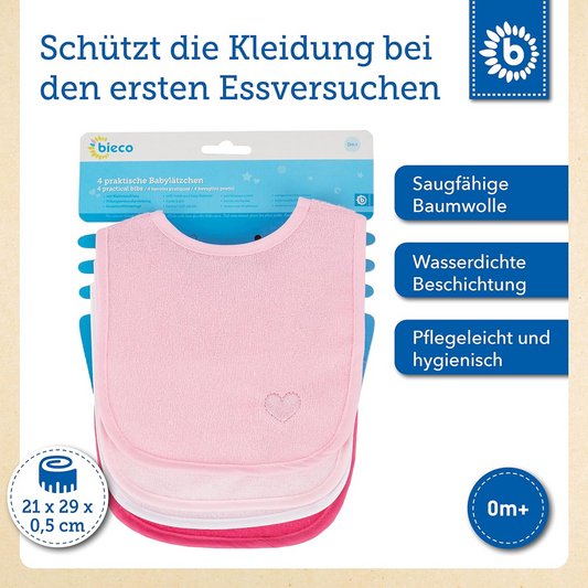 BIECO nepromokavé bryndáčky x4 0-3 měsíce