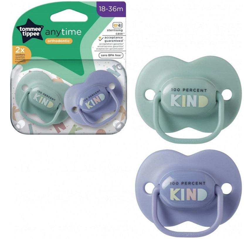 TOMMEE TIPPEE AnyTime uklidňující dudlíky x2 18-36 měsíců ORTODONTICKÉ