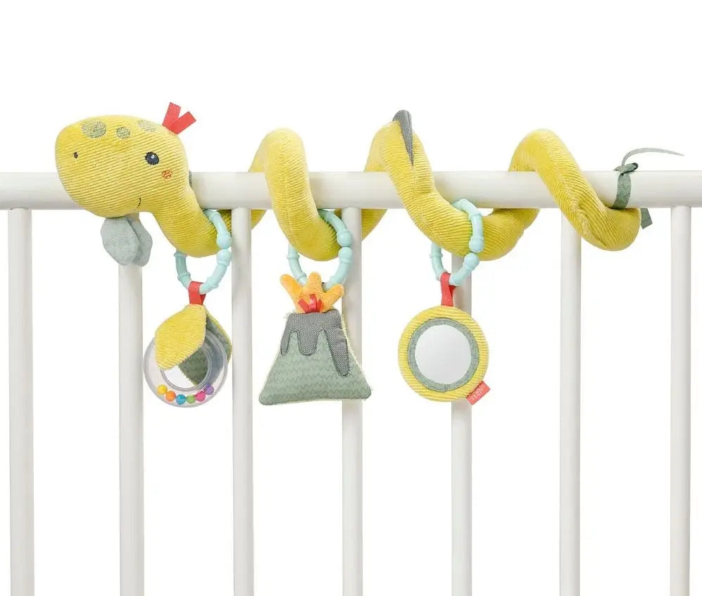 FEHN Spiral-Spielzeug für Kinderwagen, Kinderbett und Babyschale HAPPY DINO – Produktfoto 2
