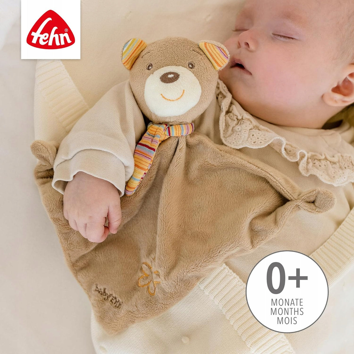 FEHN teddy bearcuddly comforterage 0 +colour beigedimensions 26 x 28 cmmaterial polyesterfree of harmful