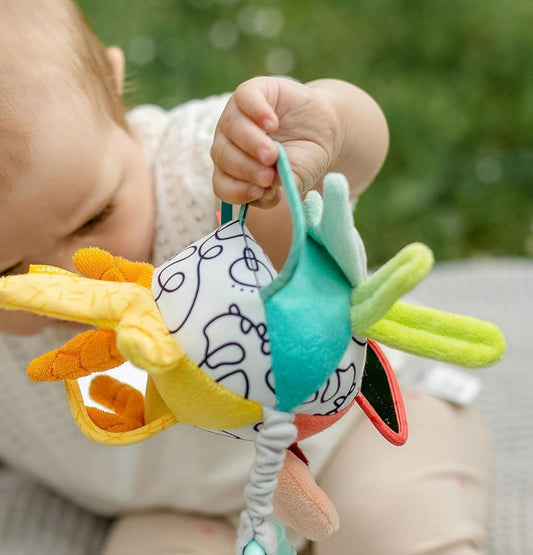 FEHN Dobabydoo závěsná hračka s pískátkem a zrcátky na kočárek, autosedačku 23 cm