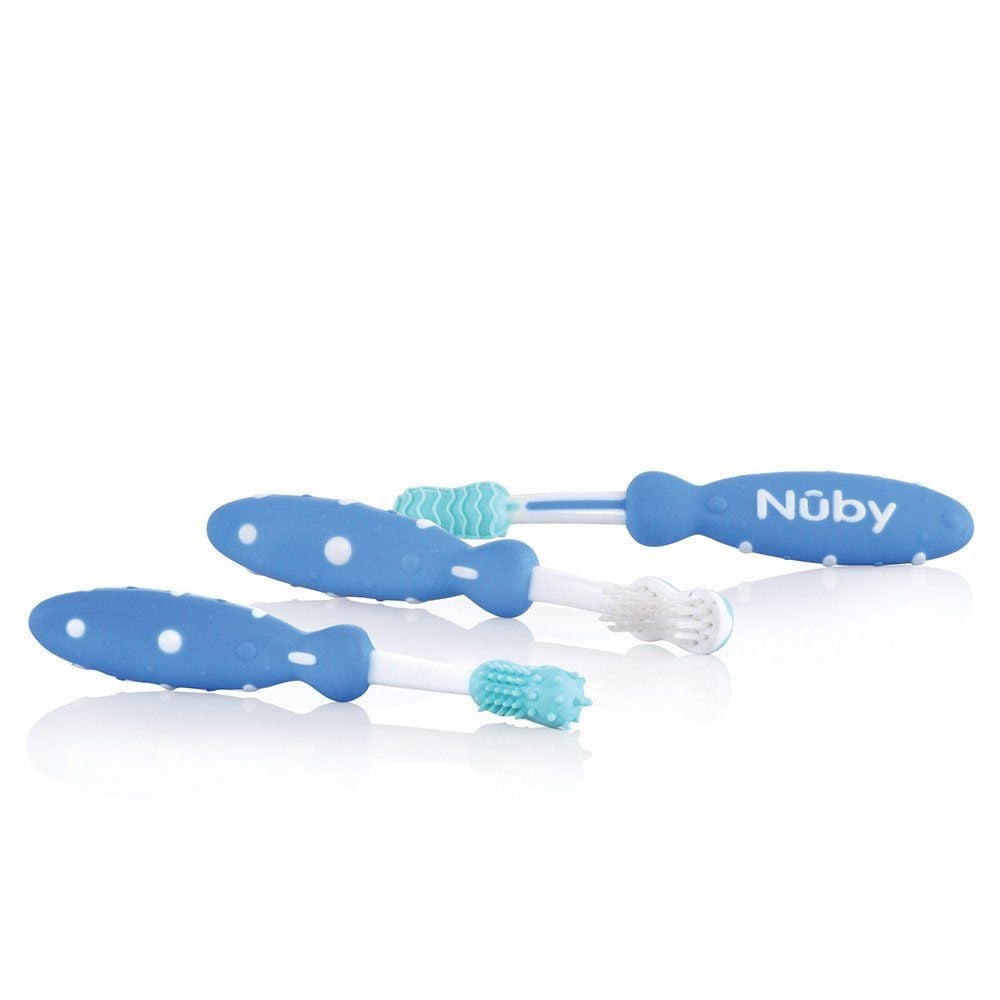 Nuby ID754 modré zubní kartáčky x3