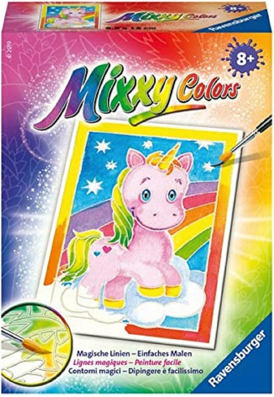 RAVENSBURGER Mixxy Colors šablona na malování jednorožec 8,5 x 12,5 cm