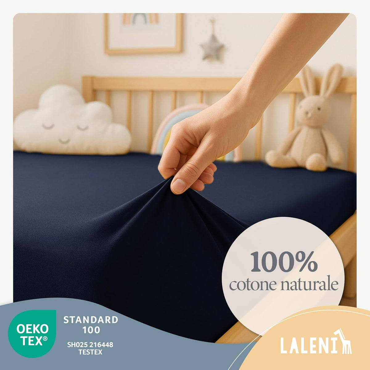 LALENI fitted sheet with elastic corners for playpens 100x115 cm