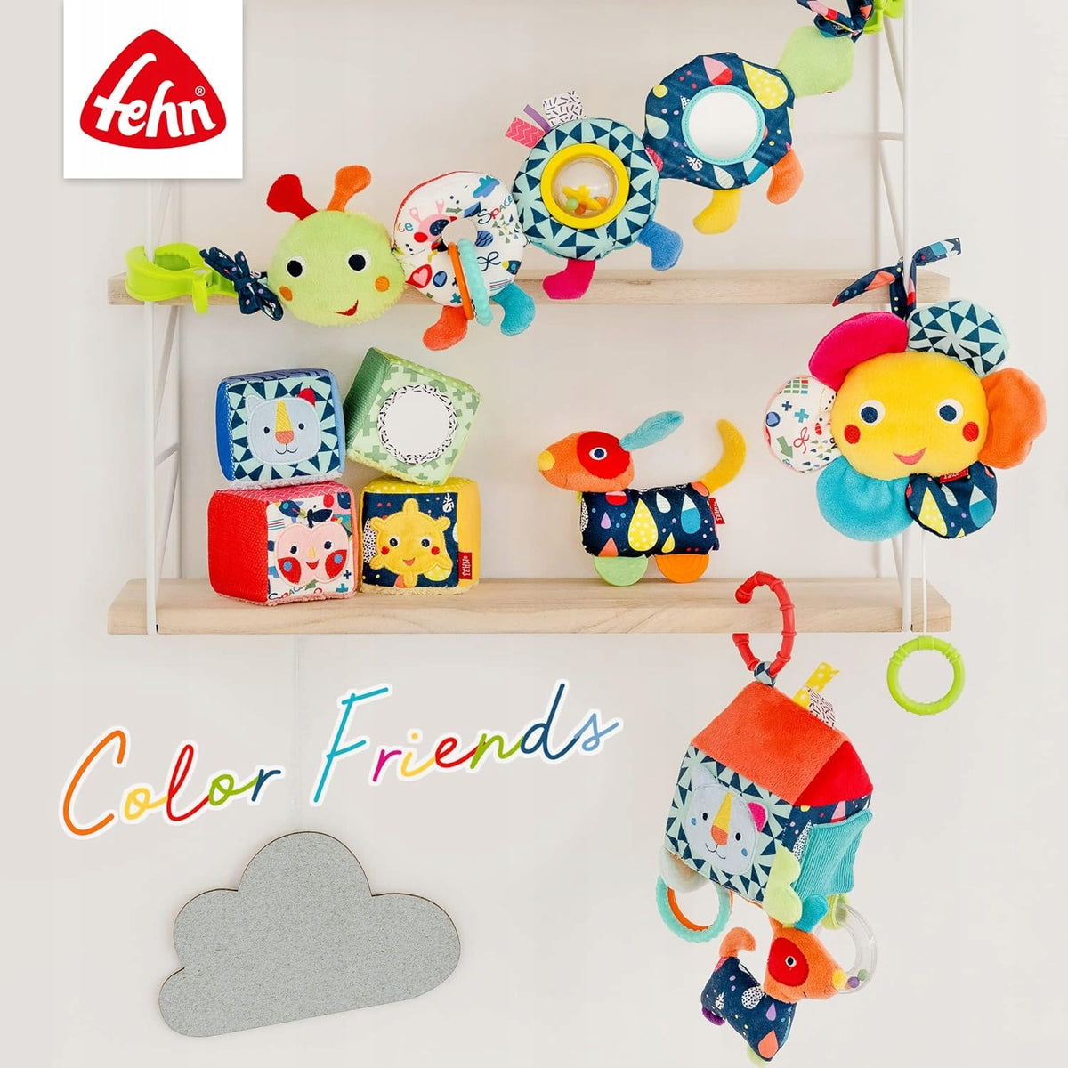 FEHN Color Friends housenka puzzle na suchý zip SENZORICKÁ 36cm