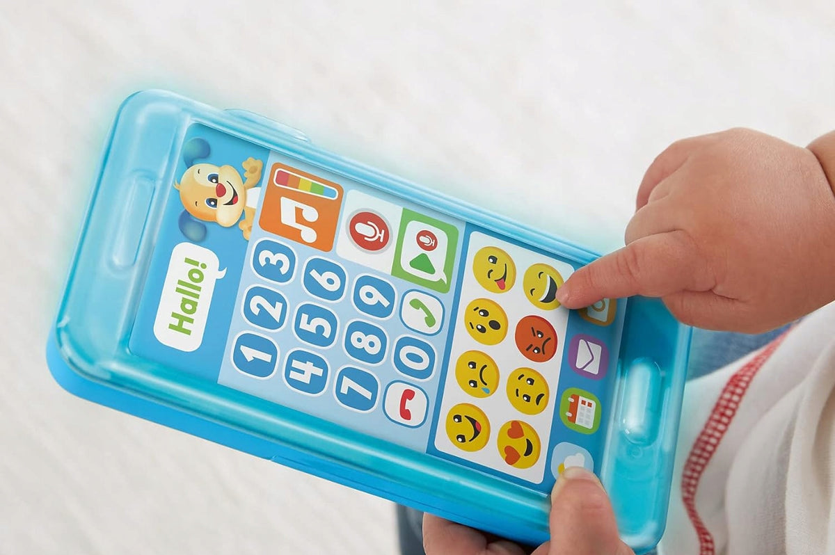 FISHER-PRICE FPR14 "nahraj zprávu" interaktivní smartphone NĚMECKÝ JAZYK