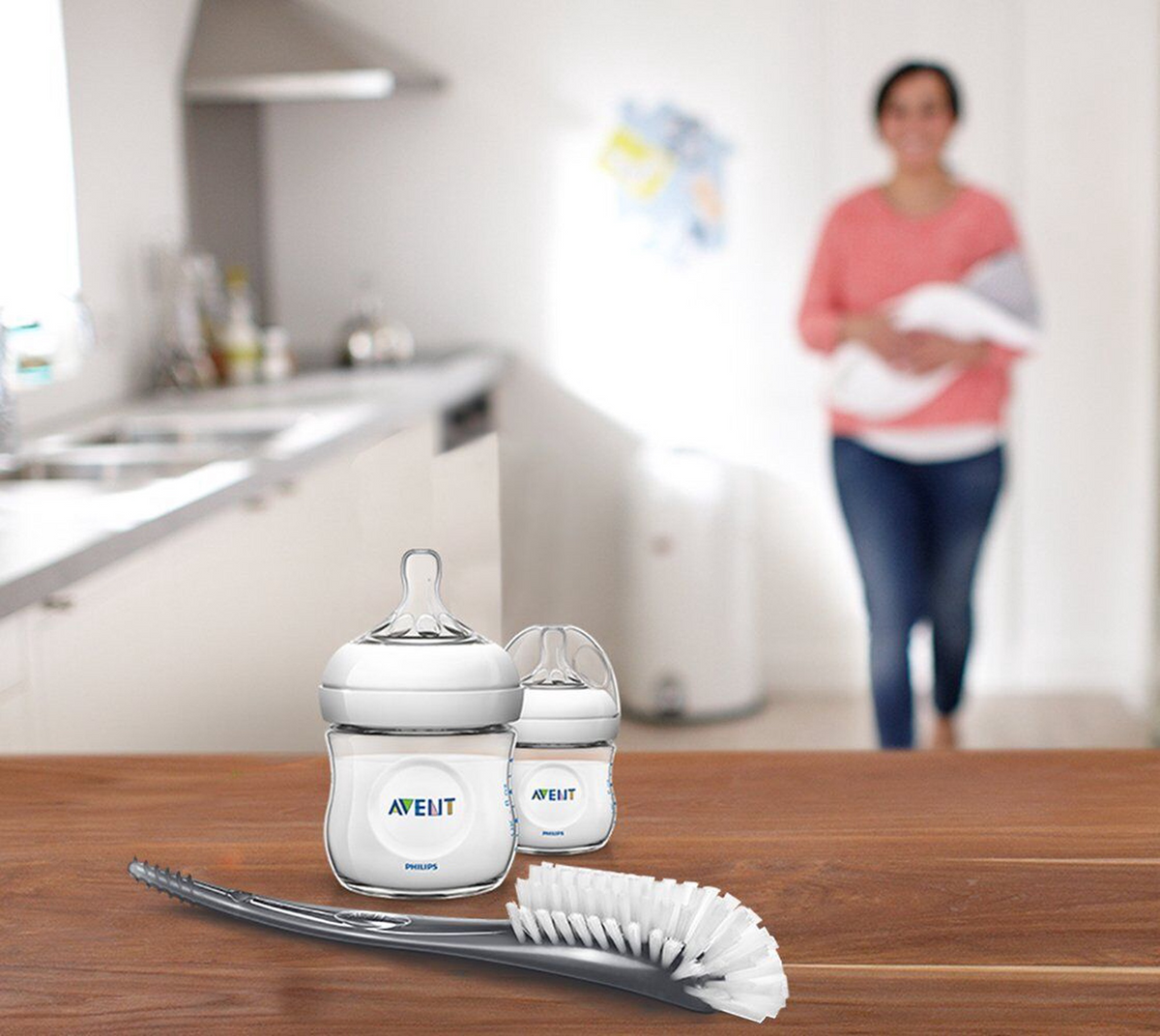 PHILIPS AVENT SCF145/08 spazzola per la pulizia di tettarelle e biberon + custodia