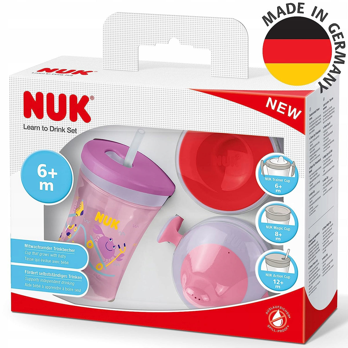 NUK sada na učení pití hrnek + 3 náustky