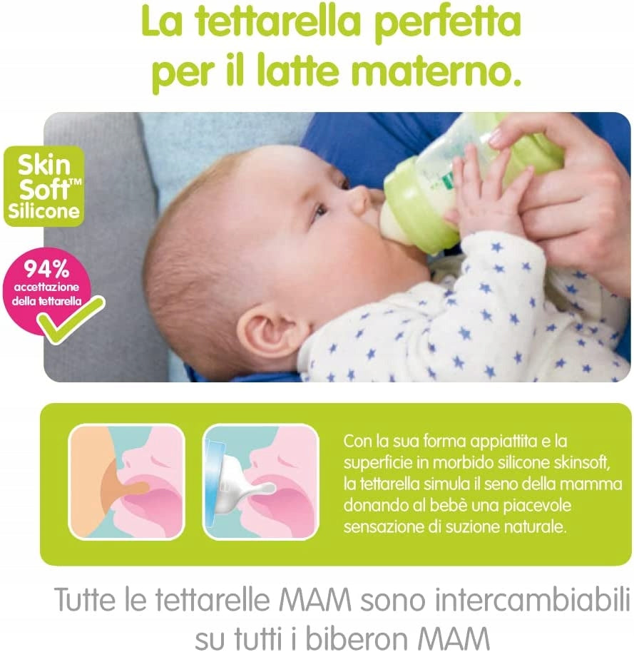 MAM Anti-Colic 1 x Anti-Colic bottle 130 ml with teat, 1 x Anti-Colic bottle 260 ml with teat, pacifier