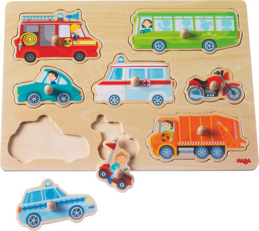 HABA puzzle in legno a incastro 8 pezzi 21 x 30 cm VEICOLI