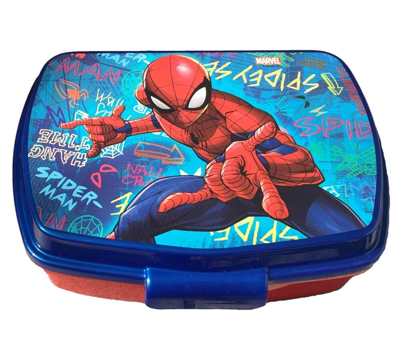 STOR Spidermanbreakfast boxage 3 l+colour blue and redwidth 14 cm, length 17 cm, height 5.5 cmcapacity 620