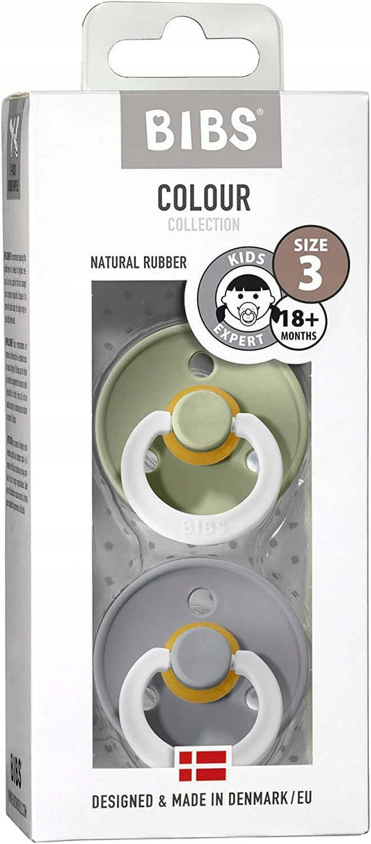 BIBS COLOUR GLOW uklidňující dudlíky 2pack kaučuk 18 měsíců+ SVÍTÍCÍ