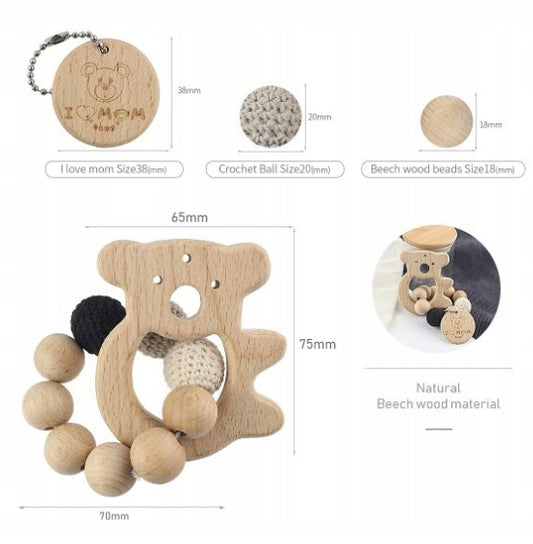 I LOVE MOM wooden teether