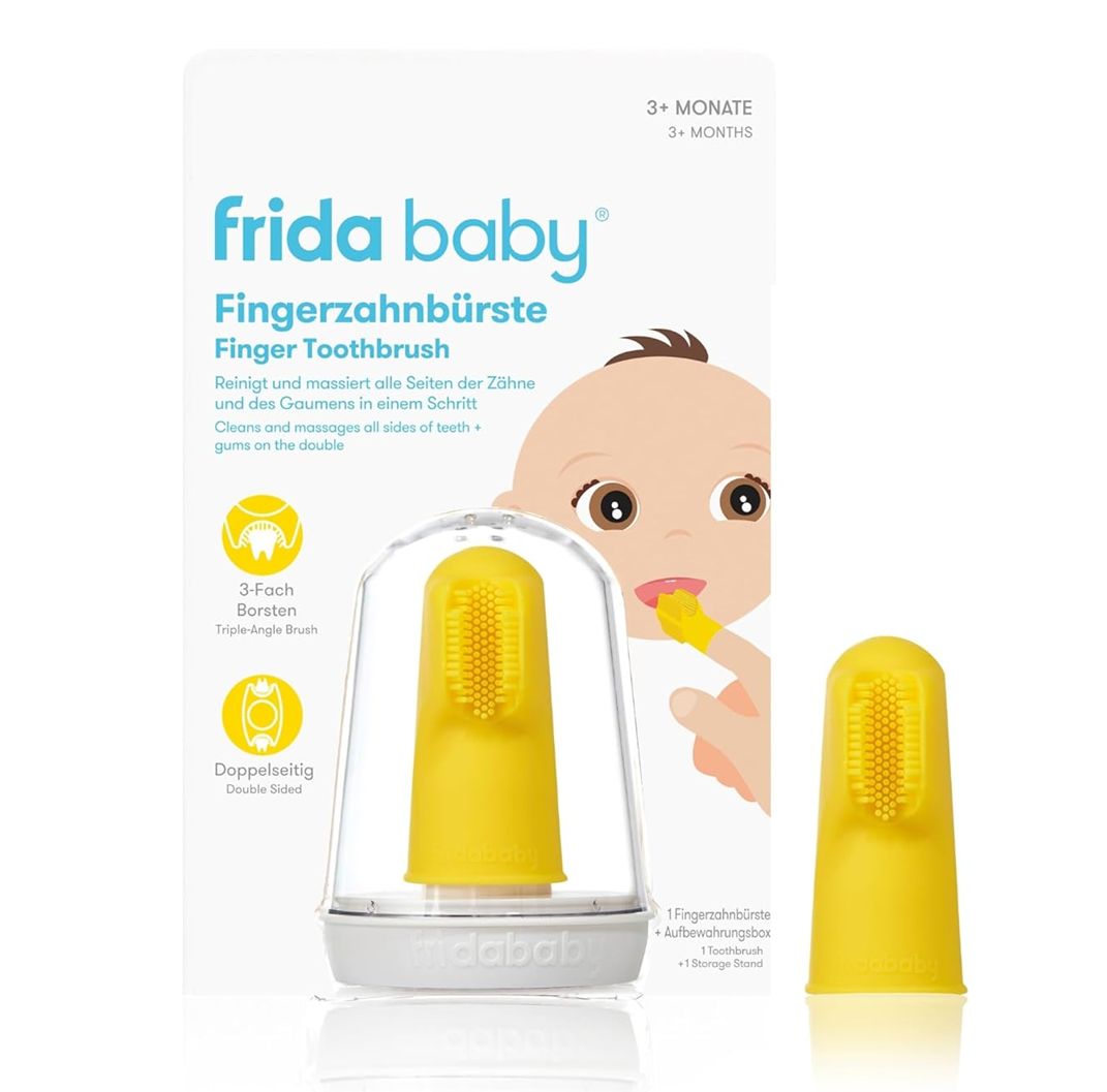 FRIDA BABY silikonový zubní kartáček na prst + pouzdro etui
