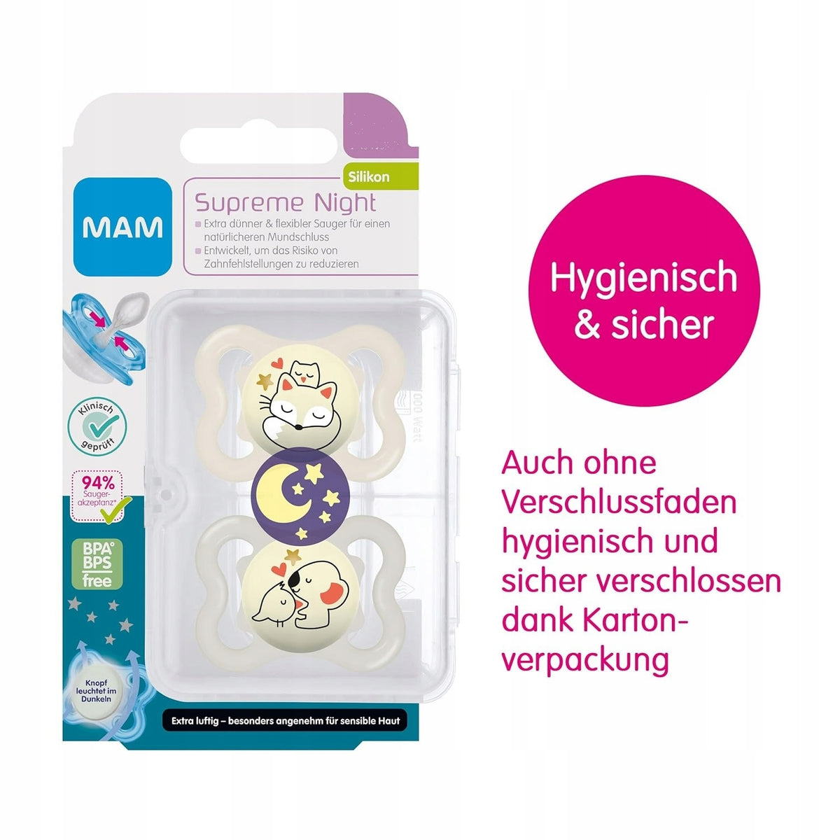 MAM Supreme Night Silikon-Schnuller 0–6 Monate – Produktbild 5