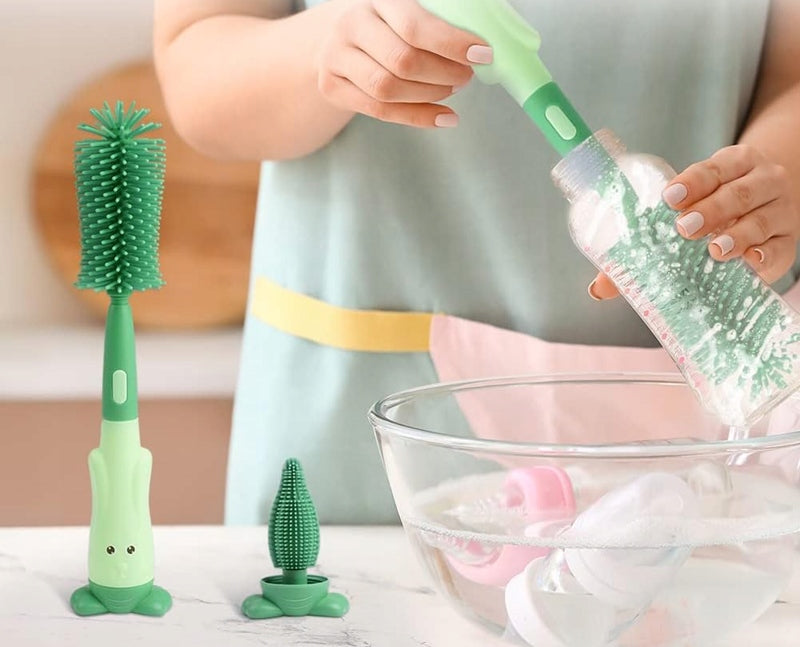 VICLOON 3-in-1 siliconen borstels voor het reinigen van flessen, fopspenen en rietjes 28cm