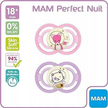 MAM Perfect Night upokojujúci cumlík x2 18m+ box