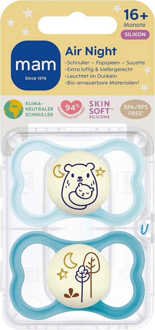MAM AIR NIGHT soother x2 glowing in the dark