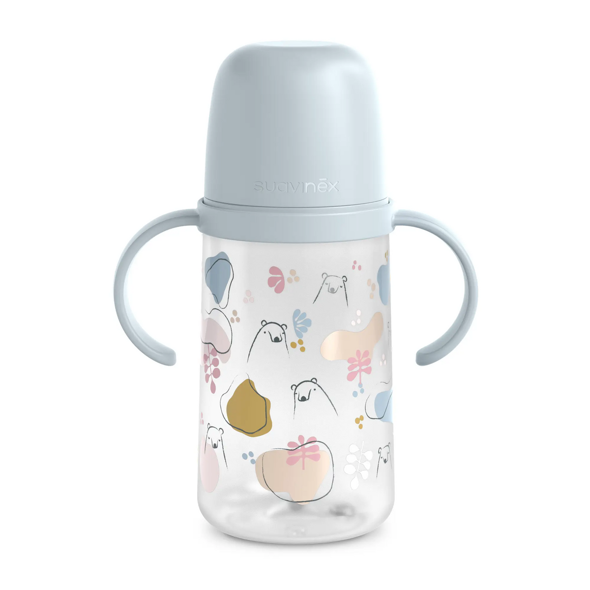 SUAVINEX szivárgásmentes pohár szívókával és fogantyúkkal, 270 ml, 6 hónapos kortól
