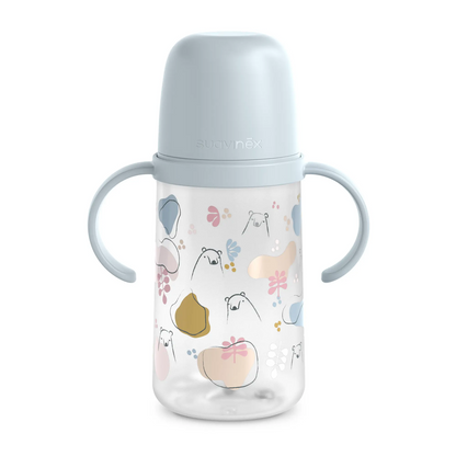 SUAVINEX szivárgásmentes pohár szívókával és fogantyúkkal, 270 ml, 6 hónapos kortól