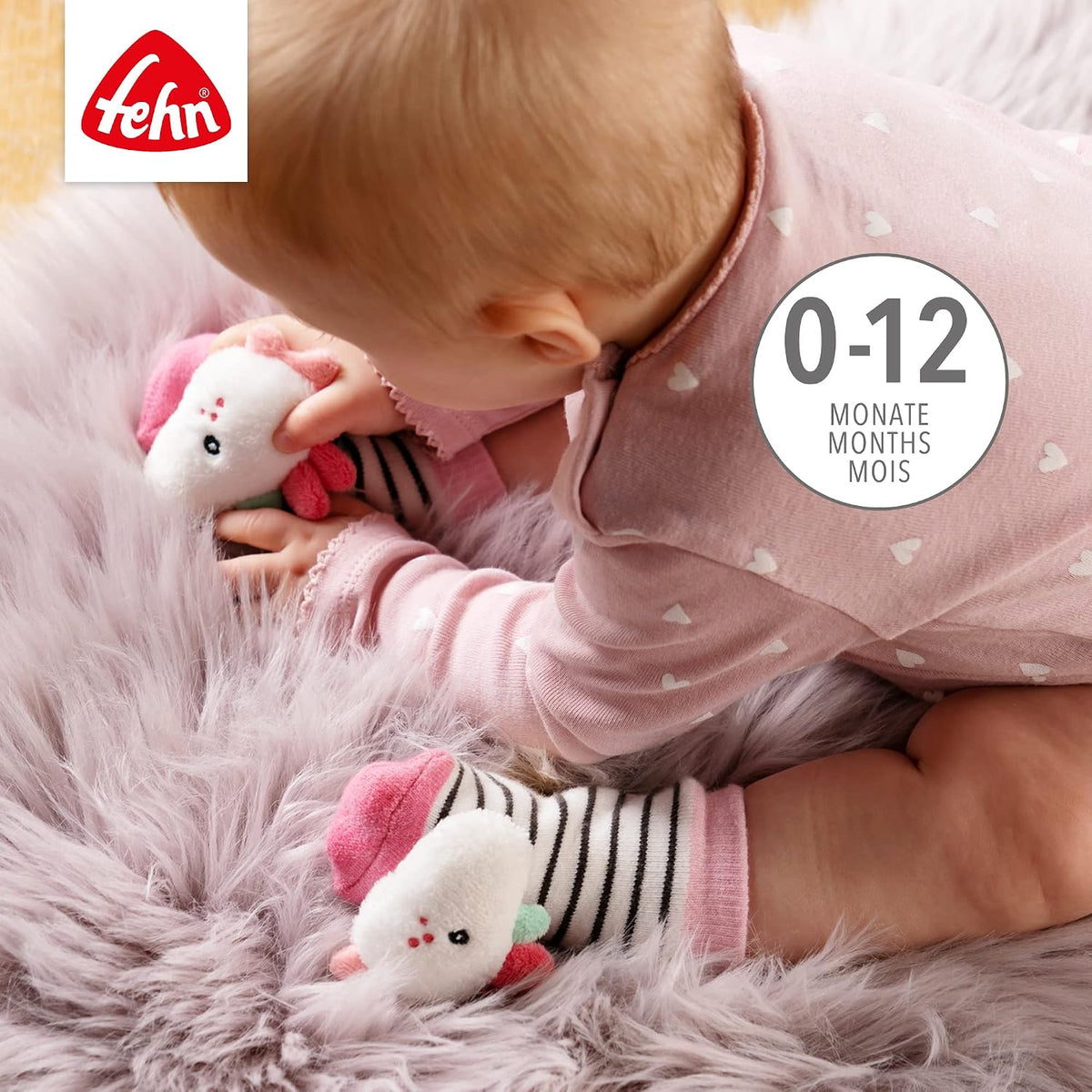 FEHN Aiko&Yuki ponožky pro miminka s chrastítkem 0-12 měs.