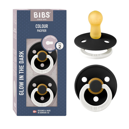 BIBS COLOUR GLOW uklidňující dudlíky 2pack kaučuk 6m+ SVÍTÍCÍ