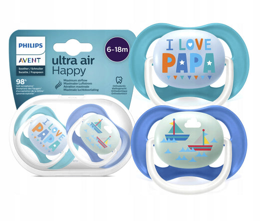 PHILIPS AVENT Ultra Air smoczki x 2 6-18msc, silikonowe smoczki uspokajające BPA-free z etui