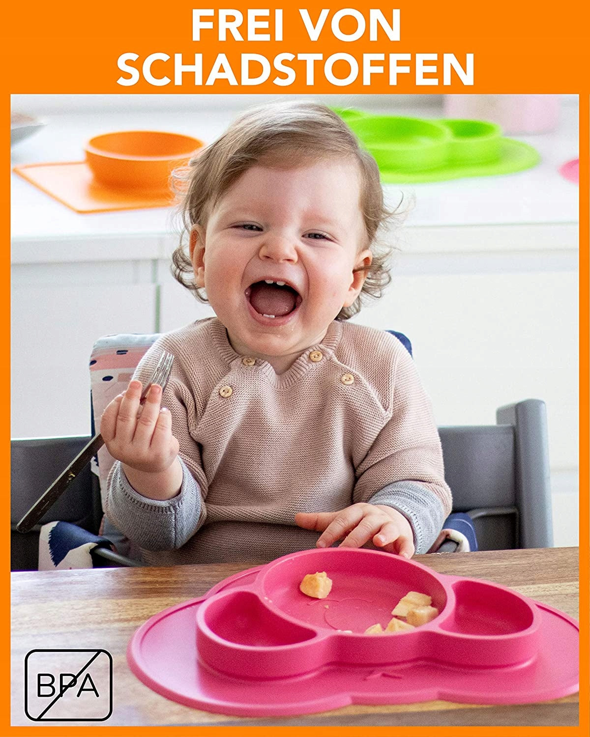KOKOLIO non-slip placemat plate with 3 compartments