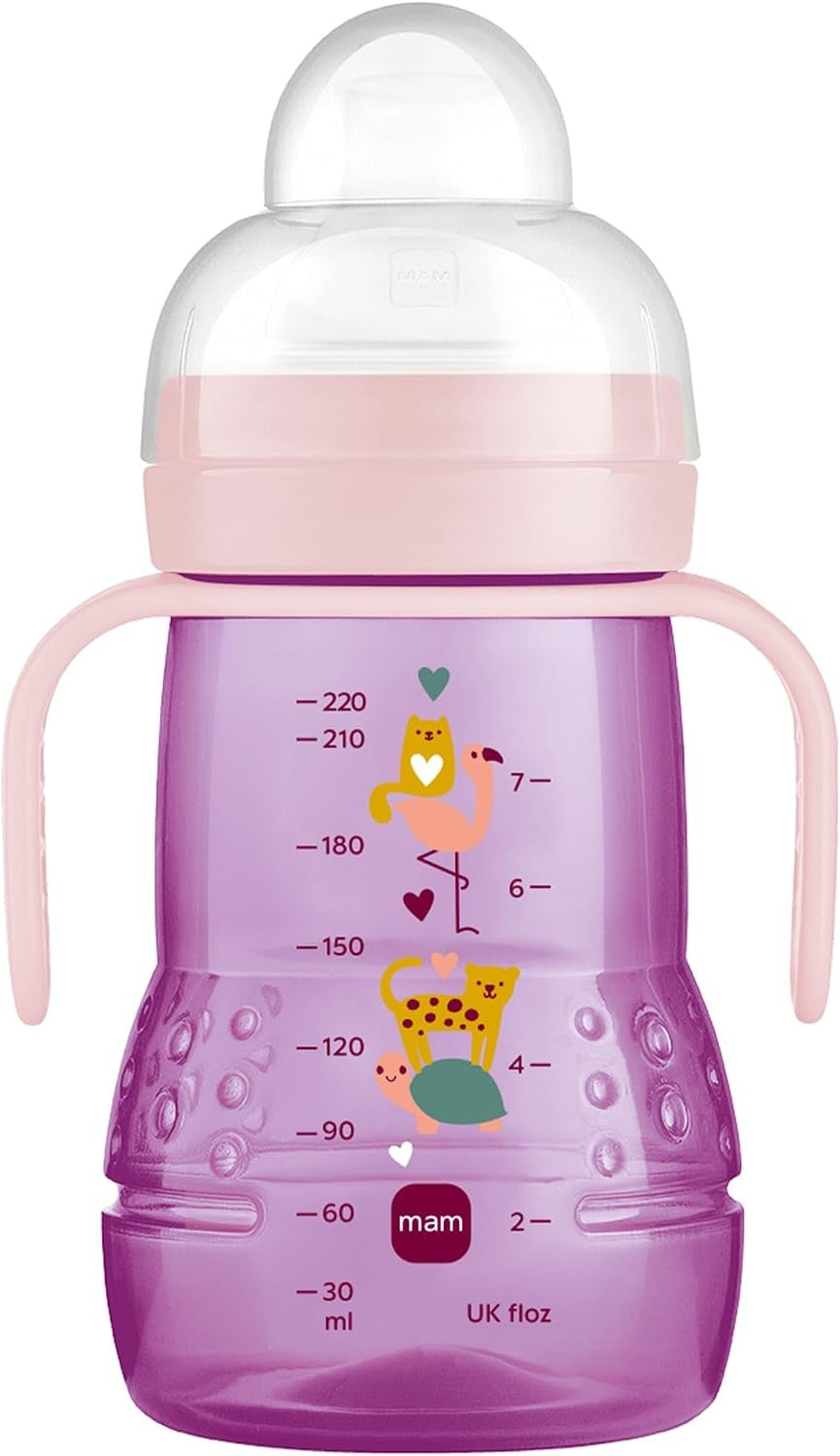 MAM Trainer+ nevytekajúci pohár 220 ml s 2 náustkami, 4 m+