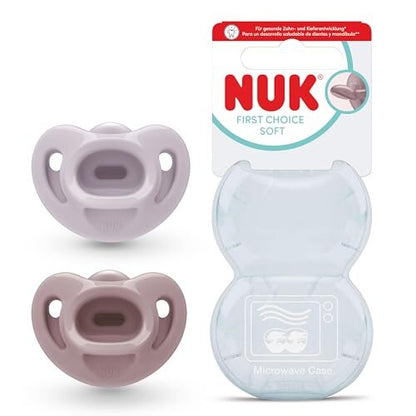 Sucettes physiologiques NUK First Choice Soft, 2 pièces, 0-6 mois.