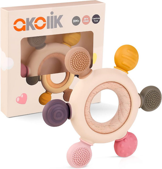 AKOLIK Silikon-Beißring mit Massagefunktion 10,8 cm 3 m+