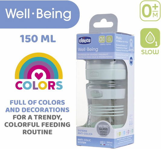 CHICCO fles Well Being 0m+ 150ml GLAS