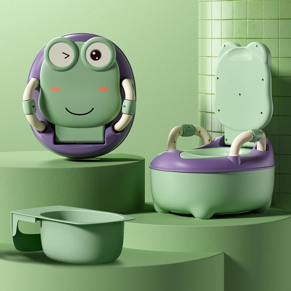 AUFUN nocnik z pokrywką i wyciąganym wkładem DINOZAUR