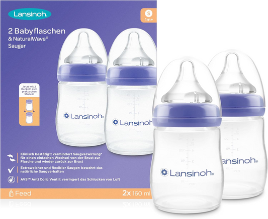 LANSINOH láhev 160 ml x2 savička S 1m+